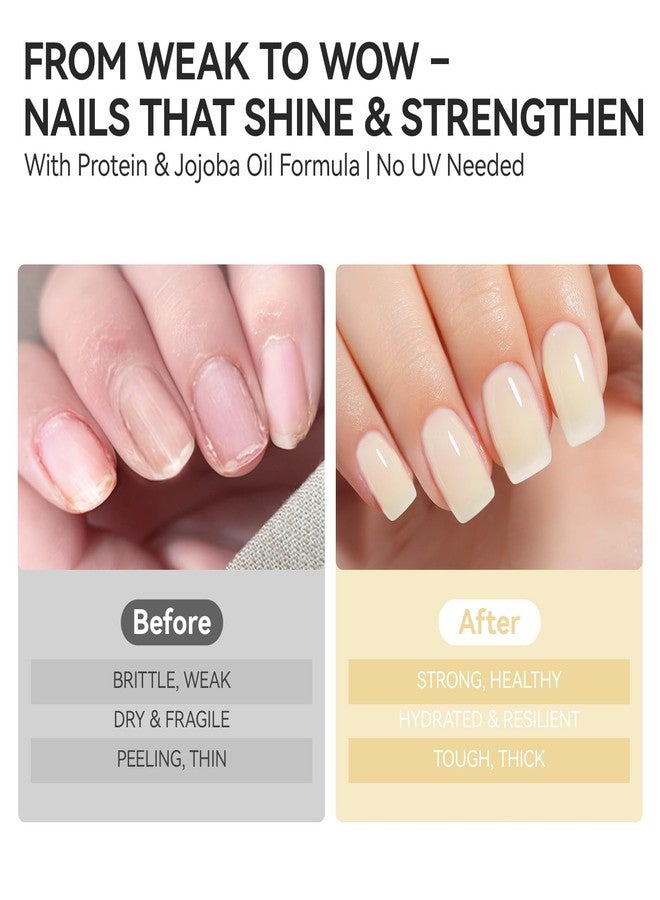 gelike ec Nail Hardener and Strengthener Polish: Milky Apricot Ridge Filler for Peeling Weak Nails Fast Dry Nail Growth Treatment Long Lasting Glossy Finish for Women Home DIY 15ml - Image 5